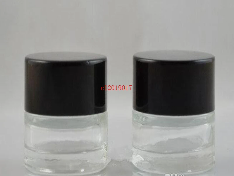 Empty 5g Glass Cream Jar Small Women 5ml Cosmetic Container black clear Mini Refillable Bottle fast shipping