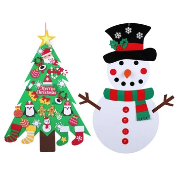 

Felt Christmas Tree for Kids 95cm Diy Christmas Tree with Toddlers 32Pcs Ornaments & Christmas DIY Felt Snowman New Year Gift Ki