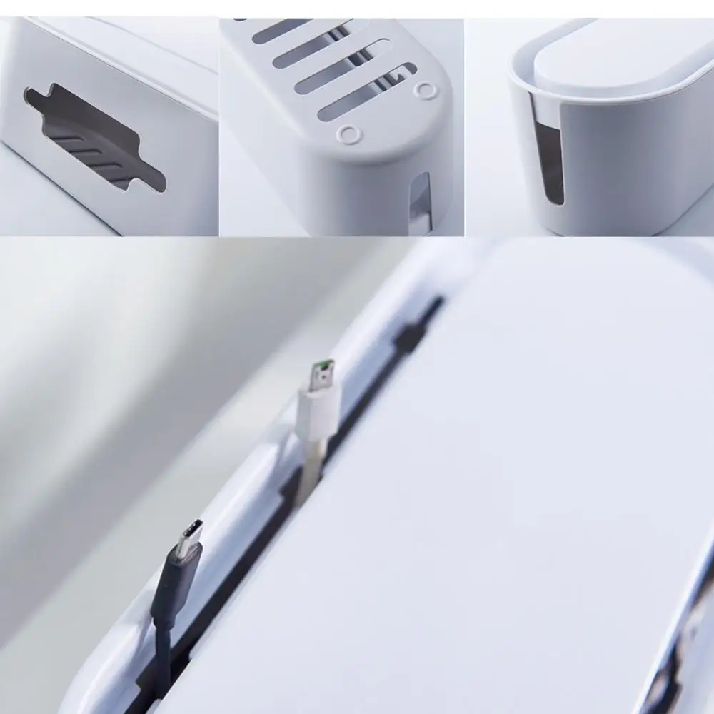 Power Socket Cord Row Plug-In Board Desktop  Storage Box Wire Wireless Finishing Box With Mobile Phone Tablet Holder Stand
