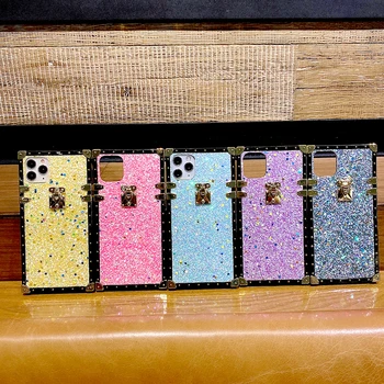 

Colorful pattern Square case for iPhone x xs xr xsmax 7 8 7plus 11 11promax Women's style soft tpu luminous shell