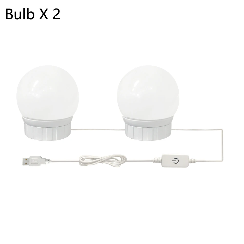 2LEDs USB светодиодный 5 В макияж лампа 2 6 10 14 лампы Комплект для туалетного столика бесступенчатая диммируемая голливудский косметический зеркальный светильник - Испускаемый цвет: 2LEDs