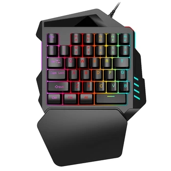 

35 Keys Wired Left USB Portable Keyboard Non Slip One Handed Game Numeric Keypad Mini ABS LED Backlight Accessories