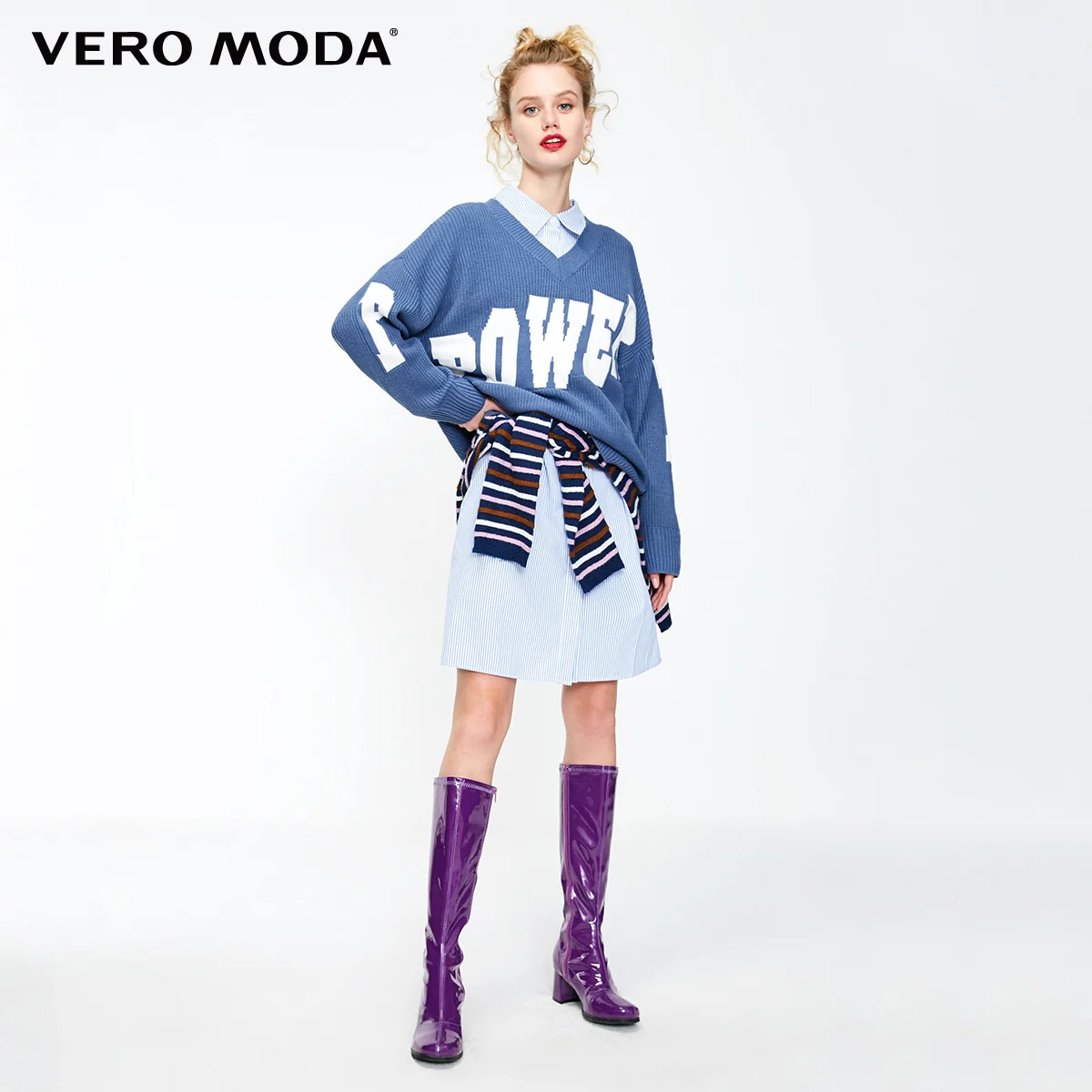 Vero Moda женский свитер с принтом букв и круглым вырезом | 318413615