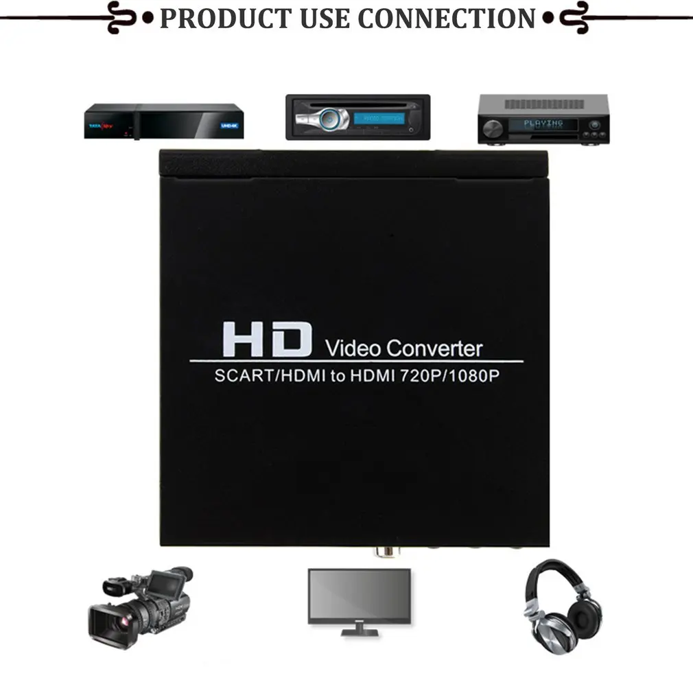Мини-scart преобразователь видеосигнала HDMI Тип коробки из scart в HDMI конвертер 1080P цифровой высокой четкости видео адаптер конвертера
