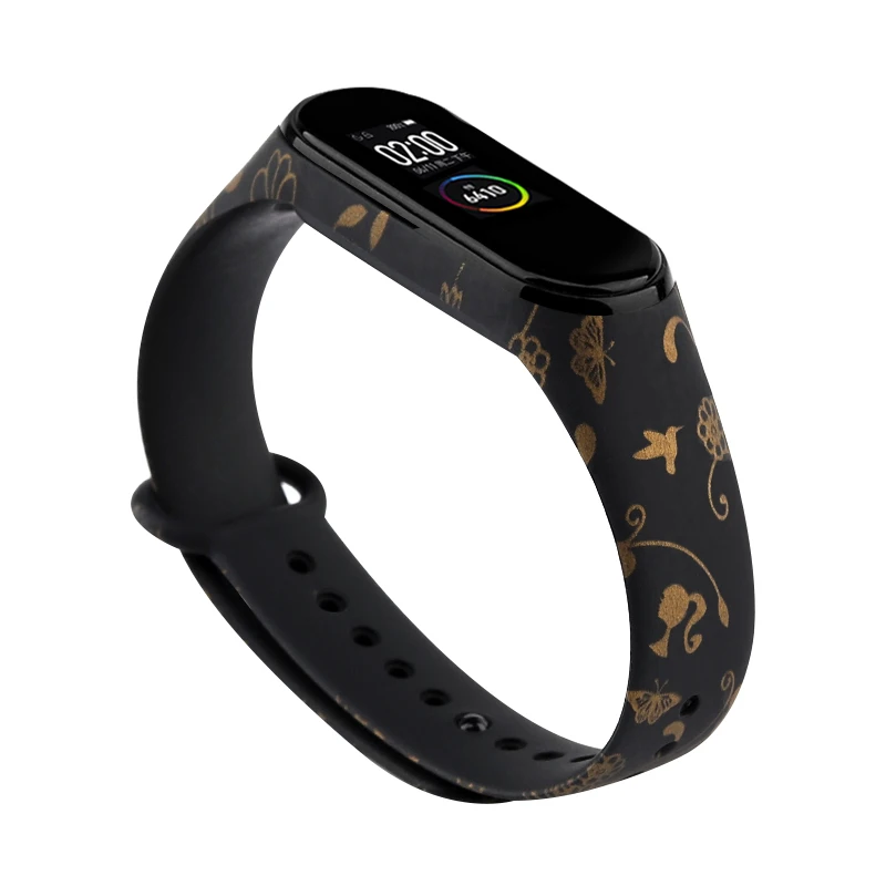 7374 Для Mi band 4 3 ремешок силиконовый ремешок с принтом для Xiaomi Mi Band 3 Заменить браслет камуфляж для браслета Mi band 4 - Цвет ремешка: 7374