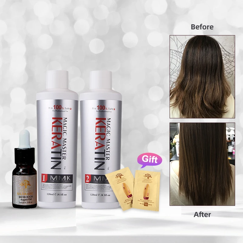 Professional Great Coconut Smelling Without Formalin 120ml Magic Master Keratin Hair Treatment+Purifying Shampoo+Argan Oil Set