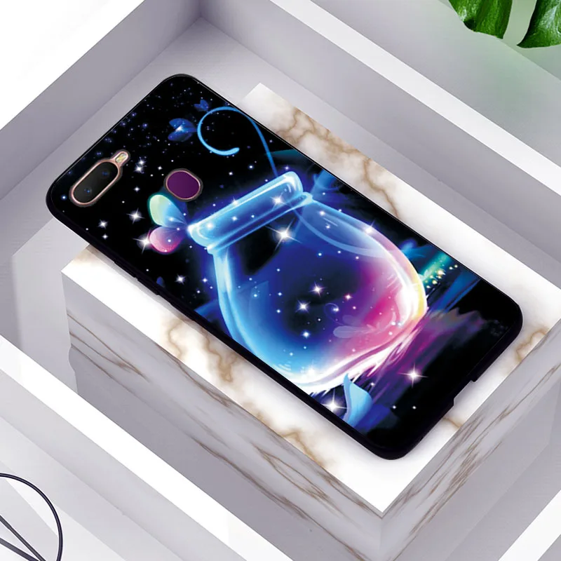 TPUBLK617 Для OPPO AX7 чехол 6,2 ''мягкий черный ТПУ чехол для телефона OPPO A7 OPPOA7 CPH1901Case милый розовый узор задний чехол для OPPO A7 A 7 ax7 - Цвет: TPUBLK617
