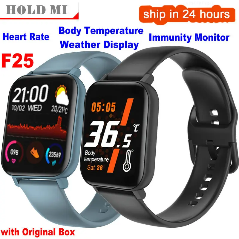 Smartwatch F25 OLED Pulsuhr Blutdruck Fitnesstracker iOS IP67 Milanaise Rosegold 