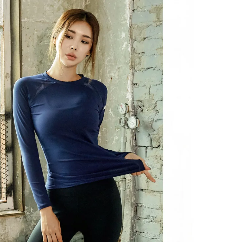 women's yoga sports shirt yoga top fitness shirt long sleeve quick dry fit gym crop top workout tight t-shirts women clothing