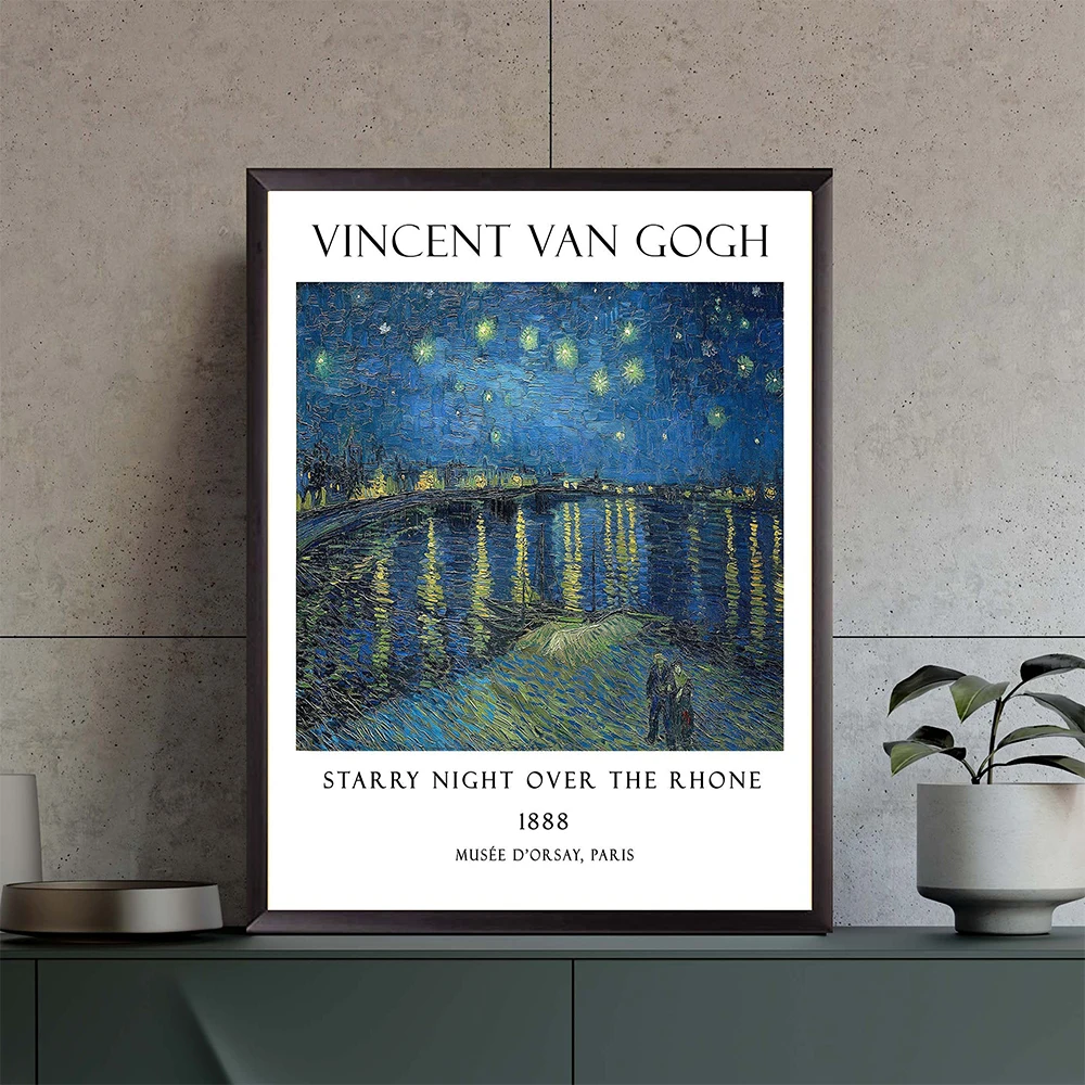 

Van Gogh Poster Gallery Exhibition Quality Print Starry Night Over The Rhone Canvas Painting Picture Wall Art Decor Living Room