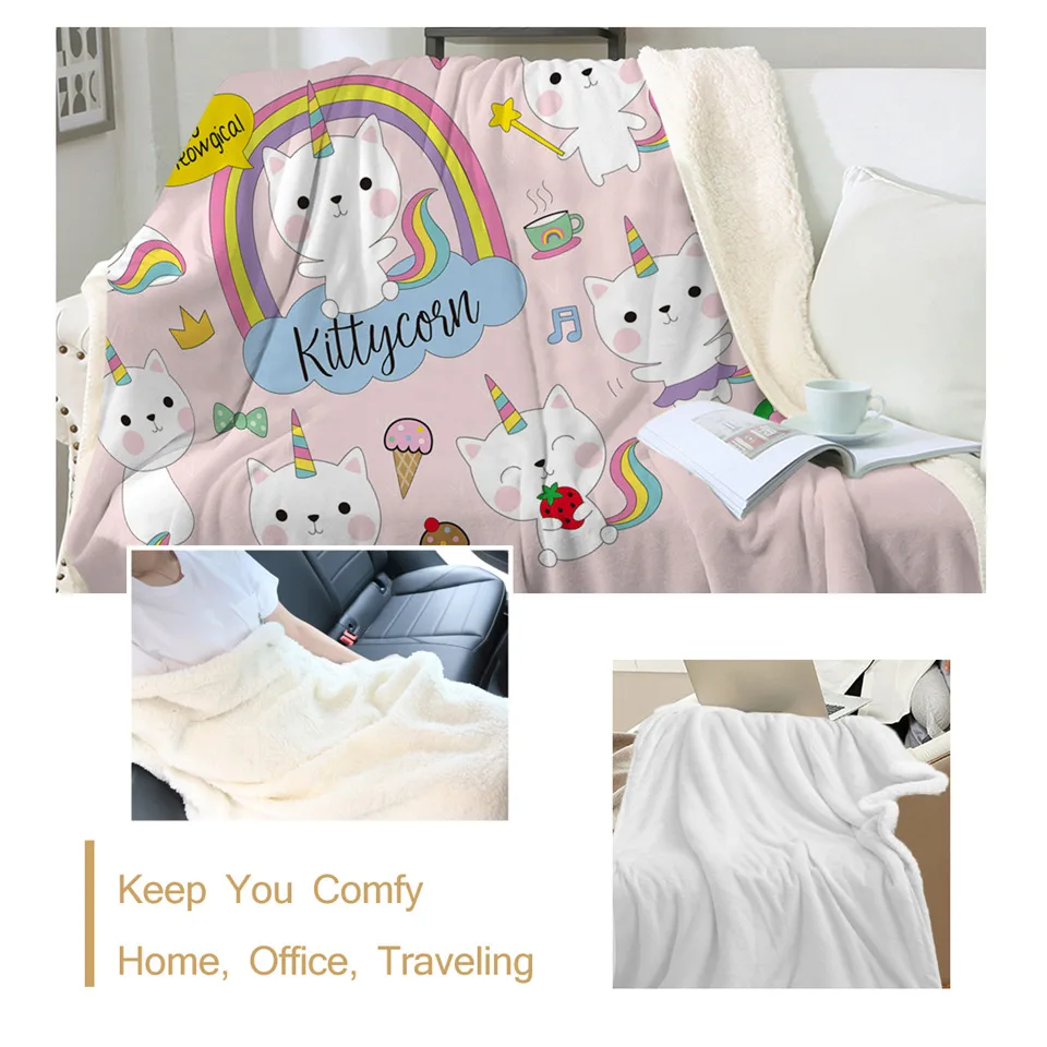 BeddingOutlet, мультяшное розовое одеяло для детей, животное, единорог, мягкое пушистое одеяло, милый кот, плюшевое одеяло, Радуга рог, Cobertor, новинка