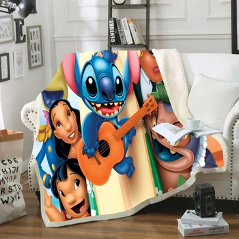 

Disney Cartoon Stitch Fleece Blanket Plush 3d Printed for Adults Sofa Sherpa Fleece Bedspread Wrap Throw Blanket style gifts