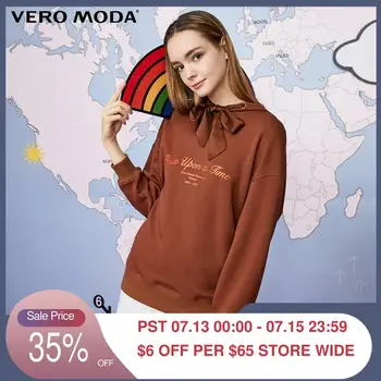 

Vero Moda Women's Hooded with Ribbon Letter Print Drop-shoulder Sweatshirt | 319333519