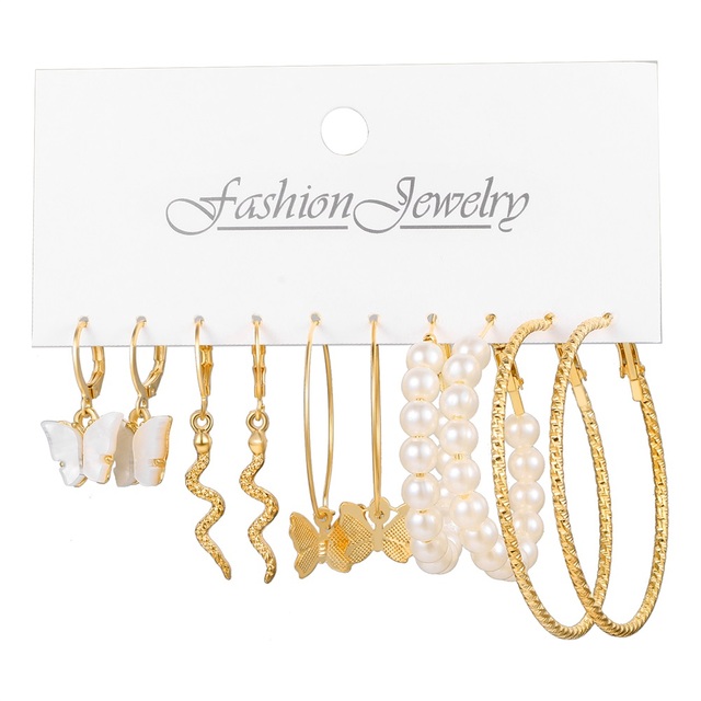 Gold Silver Color Round Hoop Earrings Set For Women Acrylic Pearl Circle Hoop Earrings 2021 Trend Brincos Party Jewelry