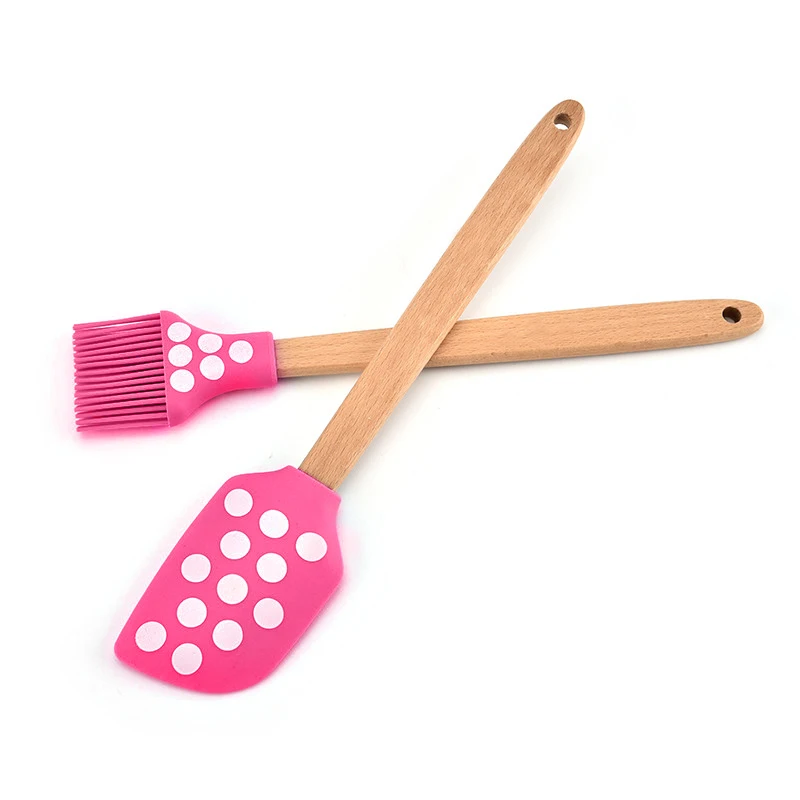 Butter Tools Baking Barbeque Cake Brush Scraper Set Silicone Wood Pastry Tool DNJ998