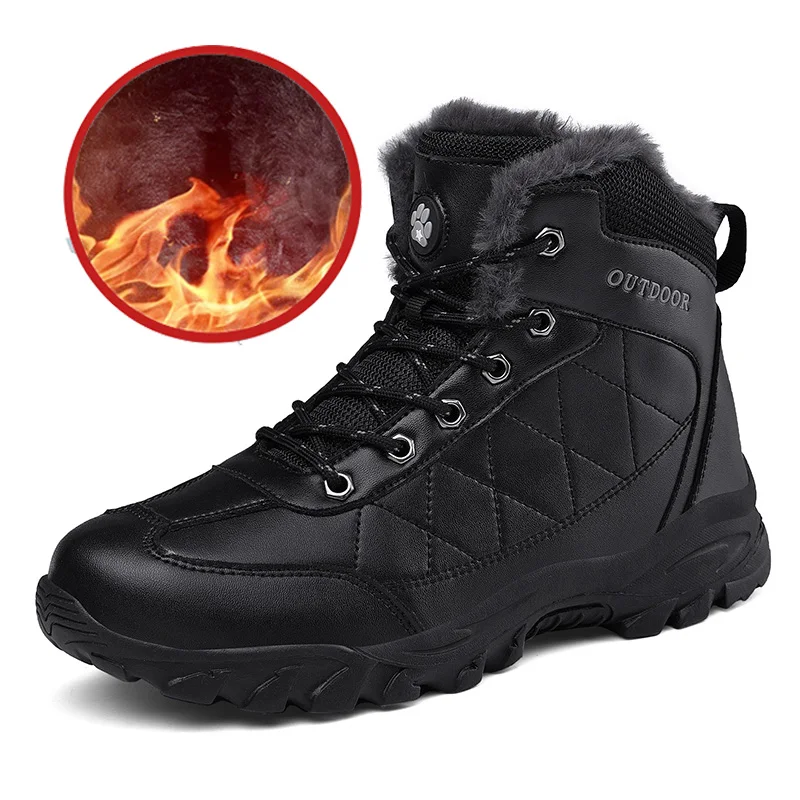 Winter Snow Boots Men Shoes with Fur Plush Warm for Men Waterproof Casual man Non Slip Rubber Quality Ankle Boots Big Size 39-48