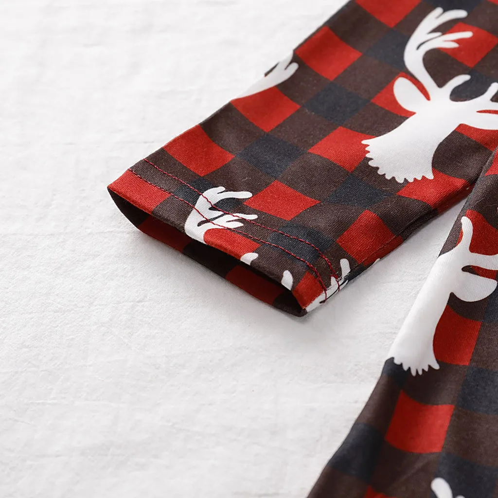 girls christmas dress Toddler Baby Girls Clothes Fashion Cute Long Sleeve Cartoon Deer Plaid Print Dress Clothes toddler costume