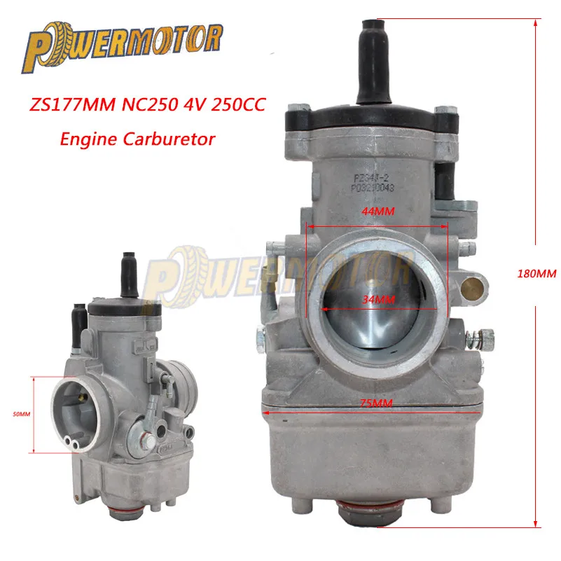 PowerMotor JK PZ34J мотоцикл 34 мм карбюратор для 177 мм Zongshen 250cc с водяным охлаждением 4 клапанный двигатель NC250 Dirt Bike ATV Quad