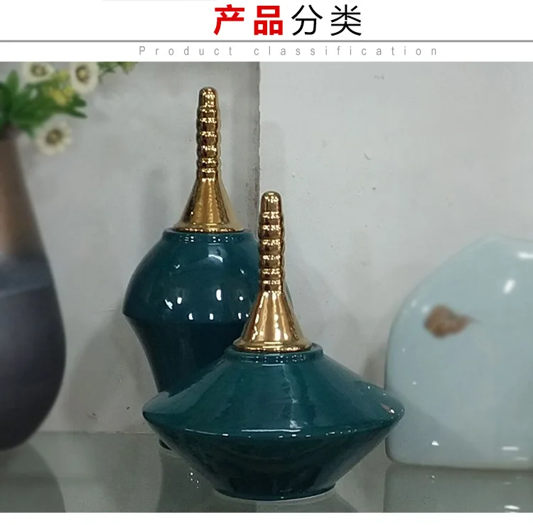 vase decoration home Jingdezhen Ceramic glaze shaped gold-plated storage tank with cover two sets of model room ornaments