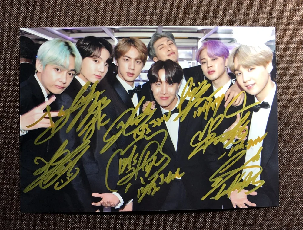 Карта души V SUGA JIN JIMIN Jung Kook RM J-HOPE автографная групповая фотография 5*7 автографы на