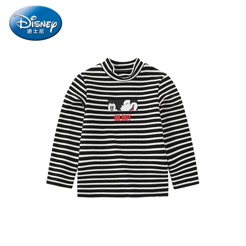 1 Disney/Коллекция года, модная детская футболка с длинными рукавами и круглым вырезом с Микки Маусом топ с длинными рукавами и горизонтальными полосками для мальчиков - Цвет: 1
