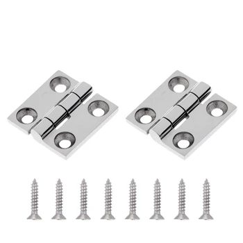 

2Pcs Door Hinge 4 Holes Butt Hinge+8 Pcs Screws 316 Stainless Steel Casting Hinge Fit for Home/Marine Boat 38mm