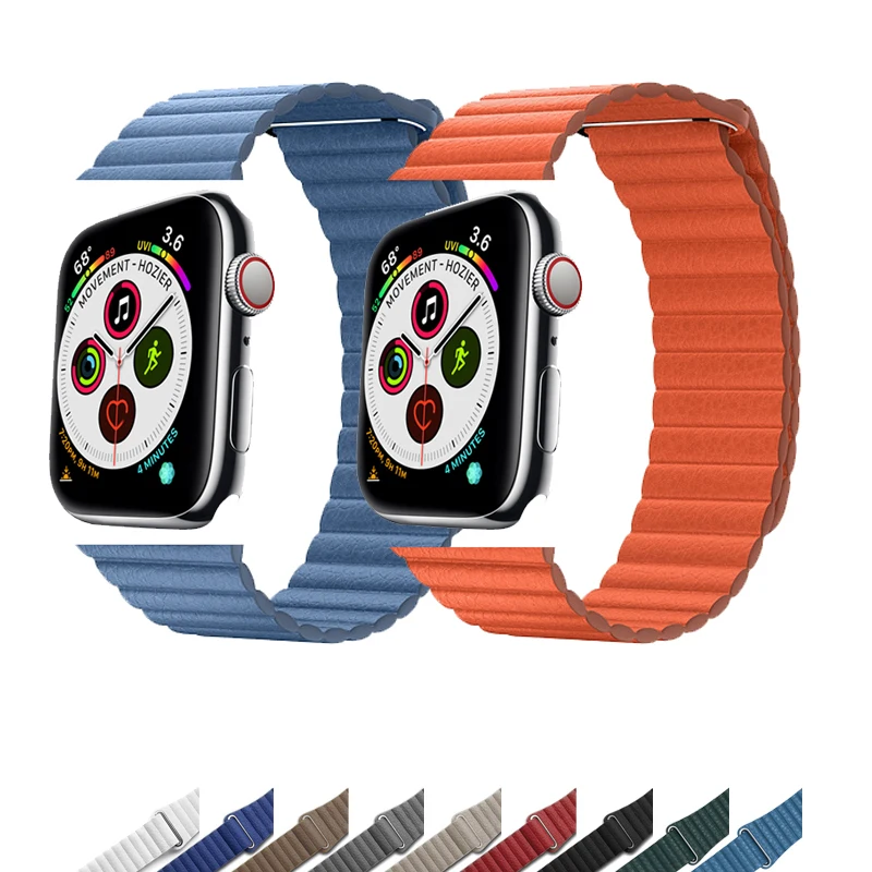 Регулируемый магнитный ремешок из натуральной кожи петлевой для apple watch 4 1 2 3 band 42 мм 38 мм ремешок браслет застежка петля для iwatch 4