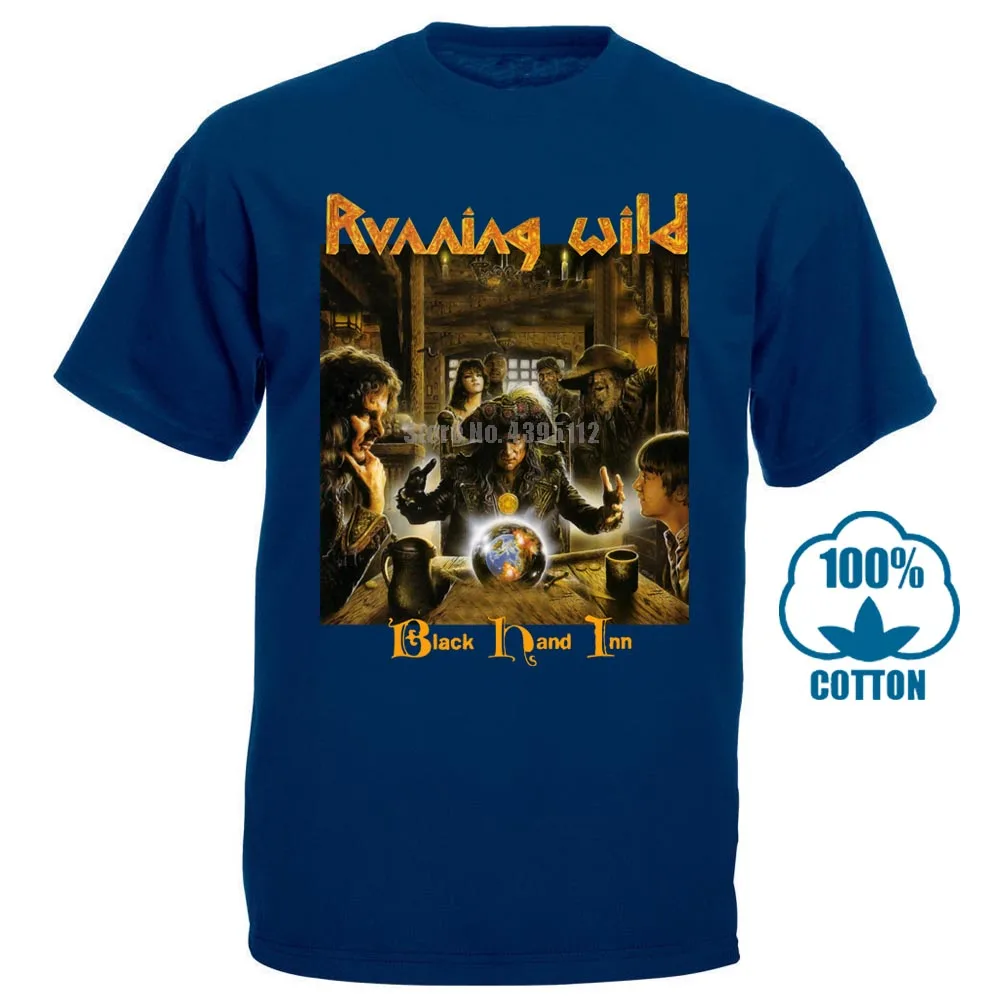 Футболка Running Wild Black Hand Inn(1994), черная футболка из хлопка, летняя Новинка, футболка с рисунком, 011185 - Цвет: Тёмно-синий