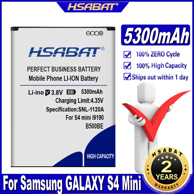3-контактный аккумулятор высшего качества 5300 мАч для Samsung GALAXY S4 Mini i9190 i9192 i9195 i9198