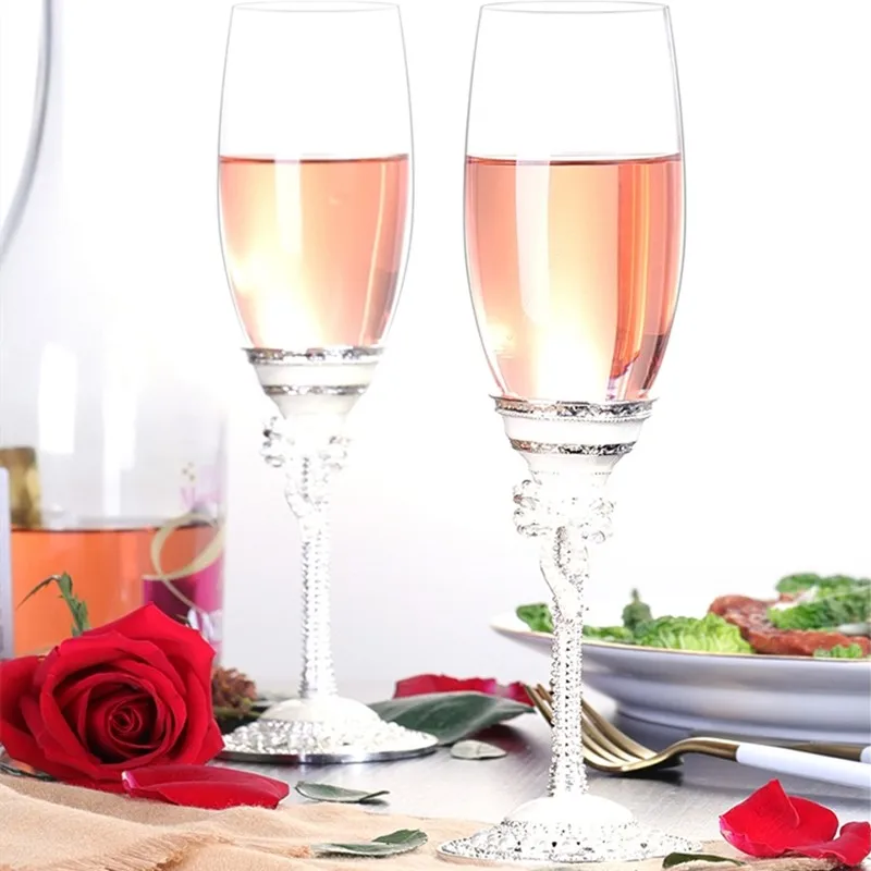 

White Bow Pearl Champagne Glasses Red Wine Glasses Goblet Creative Wedding Gift Set Wedding Party Birthday Wine Glasses