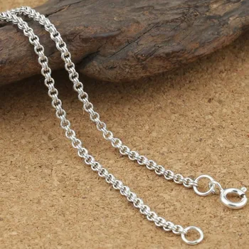 

New Arrivals Real Sterling Pure 925 Silver 2mm Thick Necklace Double Round Circle Chain Fashion Fine Jewelry For Women Or Men