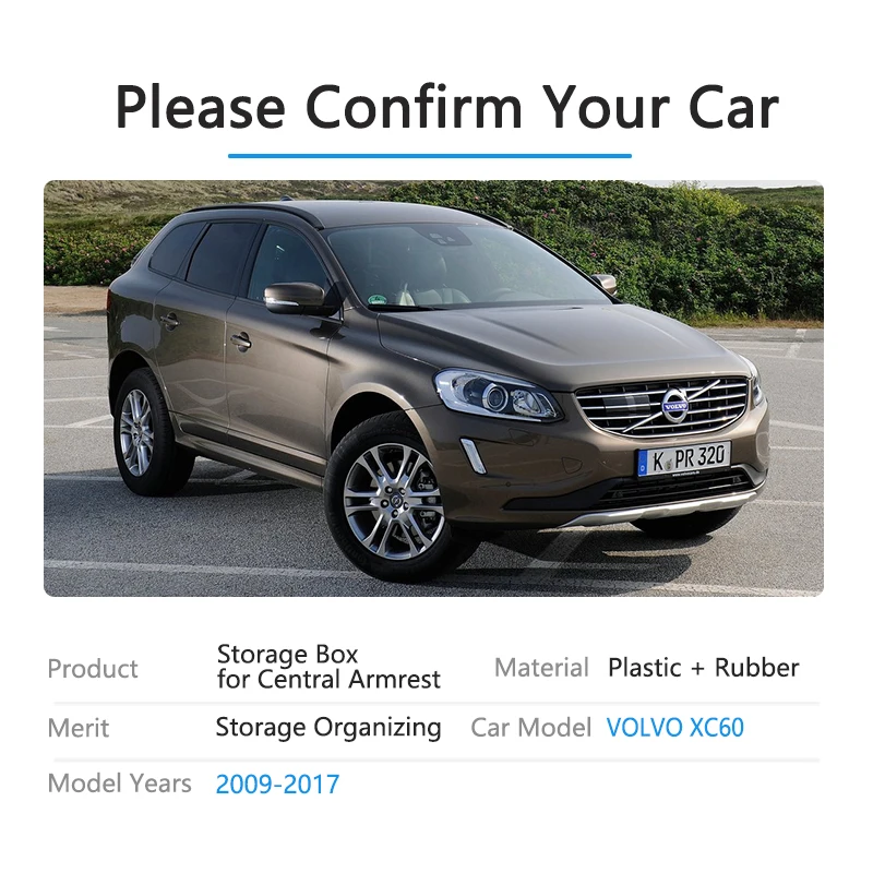 Для VOLVO XC60 T5 T6 2009~ подлокотник ящик для хранения укладка автомобильный Органайзер аксессуары 2010 2011 2012 2013