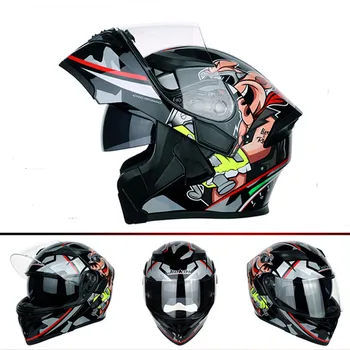 

2019 New Knight Safety protection ABS Flip Up Motorcycle Helmets JIEKAI Double lens Open Face Motorbike Helmet of PC visor DOT