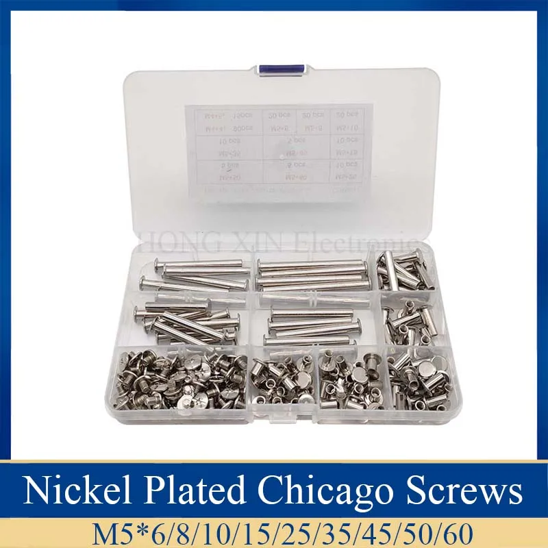 

210 шт. никелированные винты Чикаго в ассортименте, комплекты с заклепками для книг, стыковочные детали, комплекты для обвязки фотоальбомов