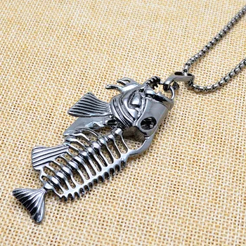 

1pc Fashion Creative Personality Three Dimensional Fishbone Men's Necklace All Fishbone Stainless Steel Pendant Necklace