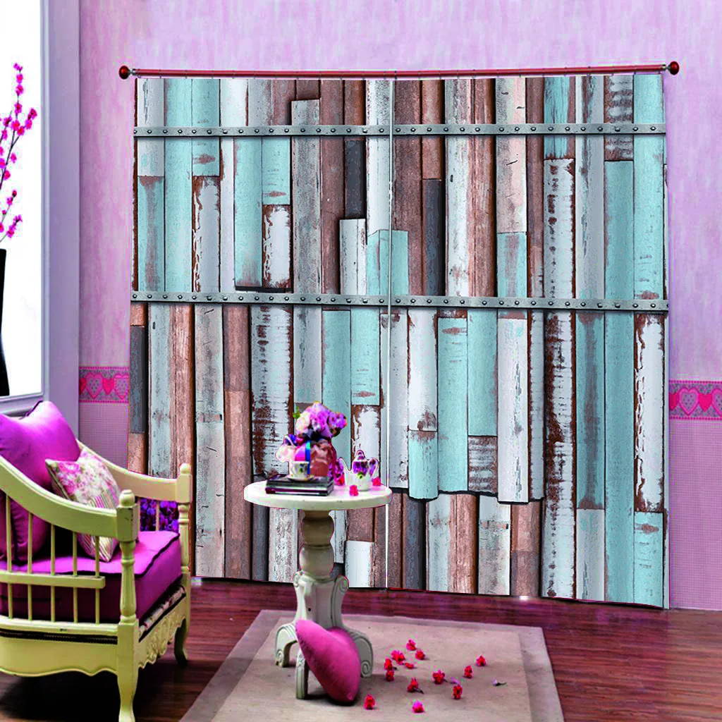 2020 New Design Room Curtains Photo Printing For Living Bedroom Wooden wall Blackout Drapes Window | Дом и сад