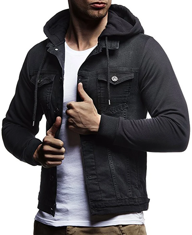 Джинсовая мужская куртка с капюшоном Спортивная одежда для улицы Повседневная модная джинсовая куртка с капюшоном ковбойская Мужская куртка и пальто размера плюс