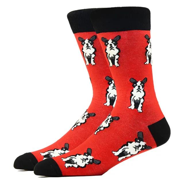 Fashion Men Happy Socks Combed Cotton Cartoon Animals Dog Cat Large Size Casual Women Cute Funny Harajuku Socks Colorful HK11041-1