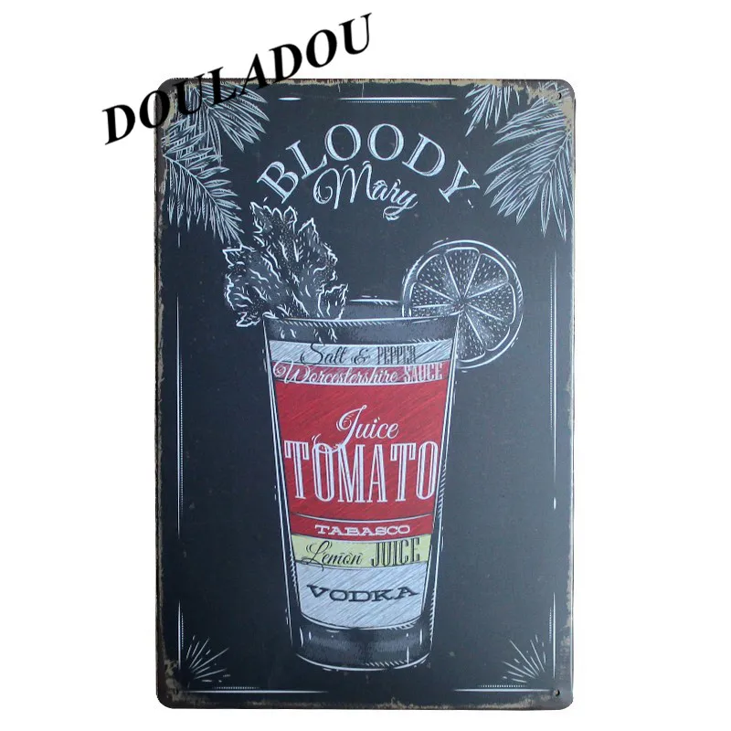 [Douladou] Mojito мартини водка винтажная металлическая вывеска домашний бар паб декоративные тарелки пивные художественные вечерние плакаты магазин вывеска 20x30 см - Цвет: 17
