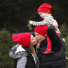 3 шт./компл. Семейные комплекты Шапки Детская шляпа для родителей Кепки костюм Вязаная Шапка-бини Шапки теплые зимние стретчевые сапоги шляпа красный, черный и белый