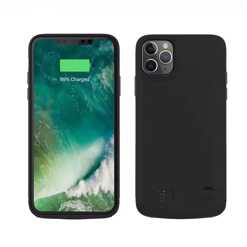 Чехол с зарядным устройством для iphone 11 pro Max 6000 мАч, портативное зарядное устройство, внешний аккумулятор, запасная крышка для зарядки для iphone 11 pro Max - Цвет: Black