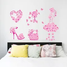 Cross Border Лидер продаж розовые бабочки для девочек экологически чистые наклейки на стену спальня гостиная фон Водонепроницаемый Re