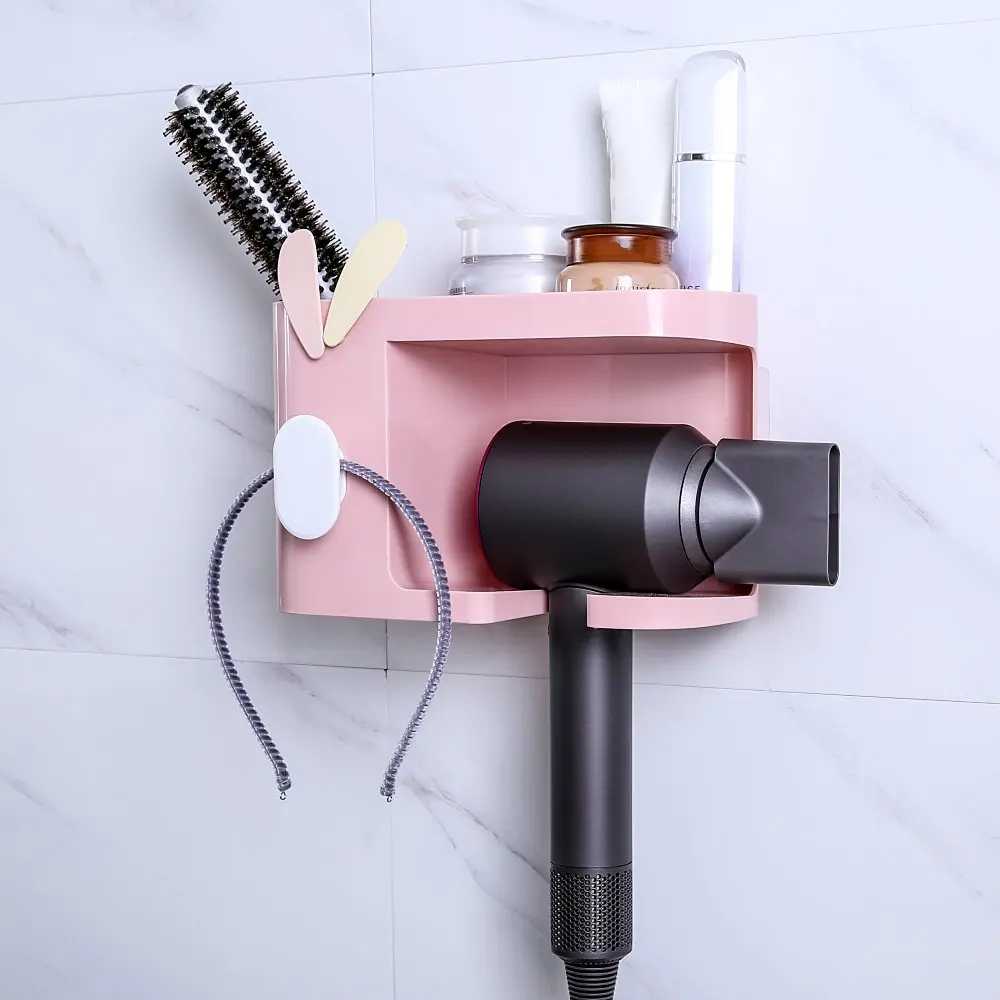 

4 Colors Bathroom Holder Wall Mount Hair Dryer Holder Hanger Stand Plastic Storage Rack Shelves Household Bathroom Accessories