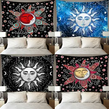 

Sun Moon Tapestry Wall Hanging Hippie Bedspread Throw Cover Home Decors Wall Hanging Tarot Tapestry Magical Skeleton Bedspread