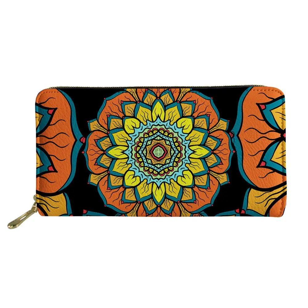 Роскошный Ms кожаный кошелек с модным принтом мандалы Женский Дамский клатч