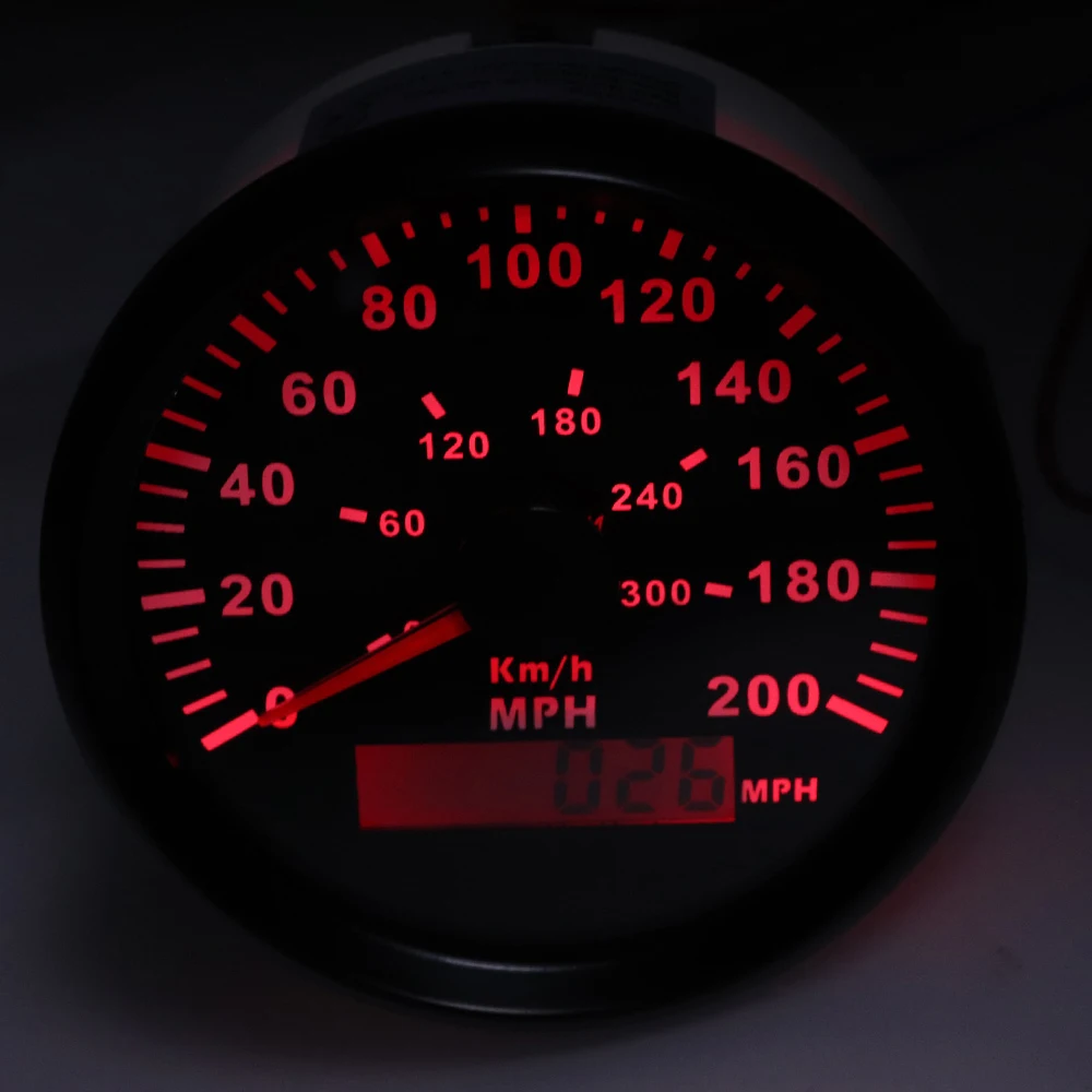 Универсальный 85 мм gps спидометра 200MPH для автомобиля, грузовика, моторная лодка авто с красным Подсветка 12V 24V с gps антенна