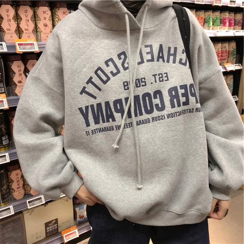 

Oversized Hoodie for Women, Korean Letter Printed Sweatshirts, Casual Loose Hooded Female Harajuku Pullover, Spring and Autumn