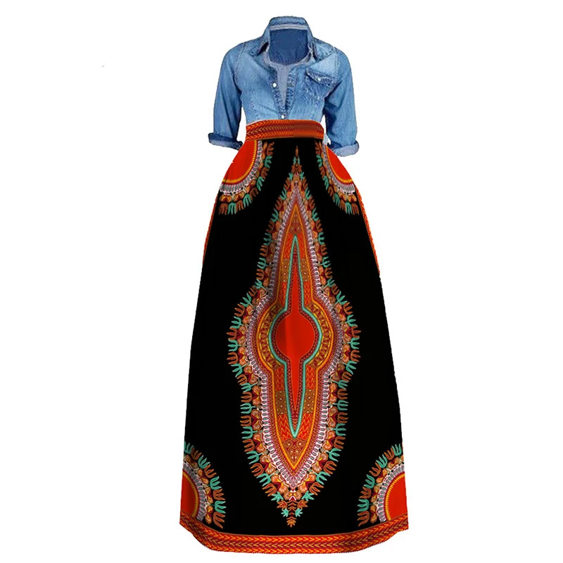 20Color African Fashion Women Dashiki Skirt 100%Cotton High Waist Bazin Riche Traditional Africa Ladies Clothes S-6XL - Цвет: Color5