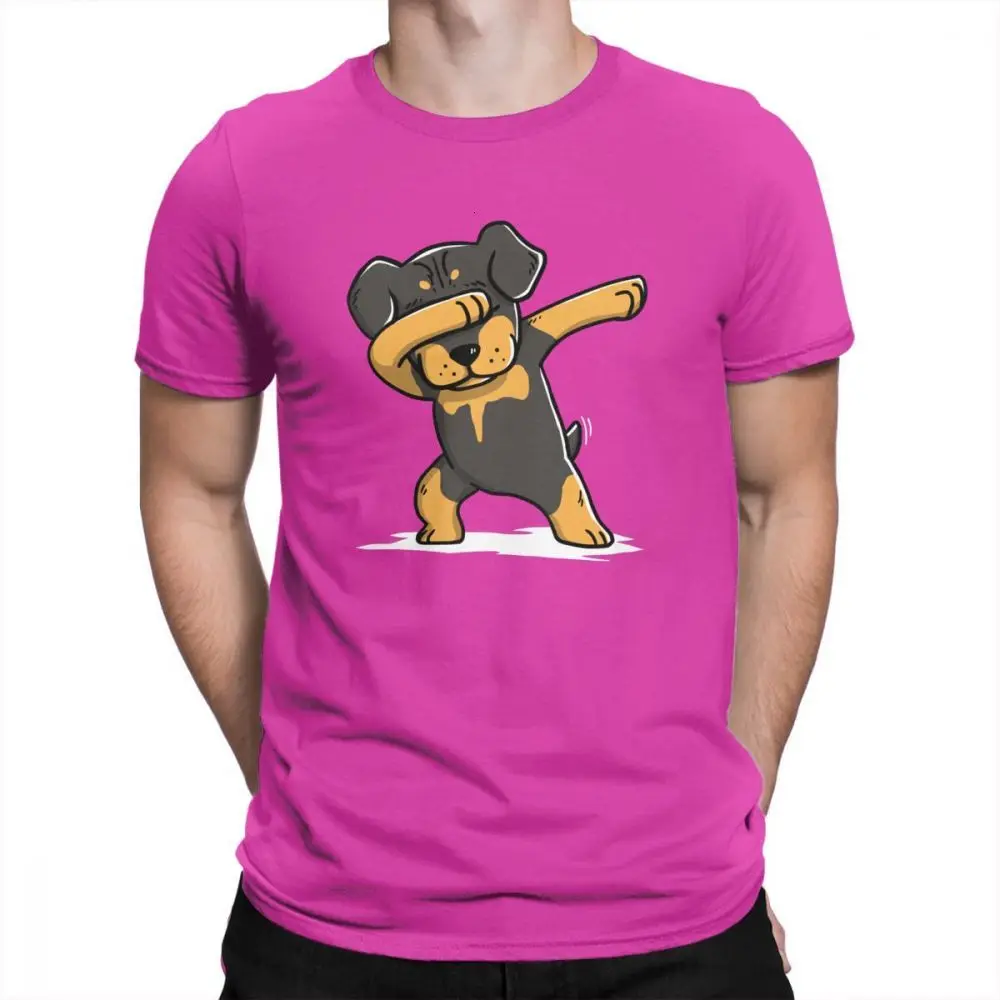 Fuchusia Смешная футболка Midnite Star Man Dabbing Rottweiler, топы с короткими рукавами и круглым вырезом, хлопковая футболка, уличная футболка с собакой - Цвет: Fuchusia