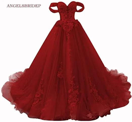 ANGELSBRIDEP Sweetheart Quinceanera Dresses Luxury Off-Shoulder Handlemake Flower Tulle Sweet 16 Princess Party Birthday Gowns